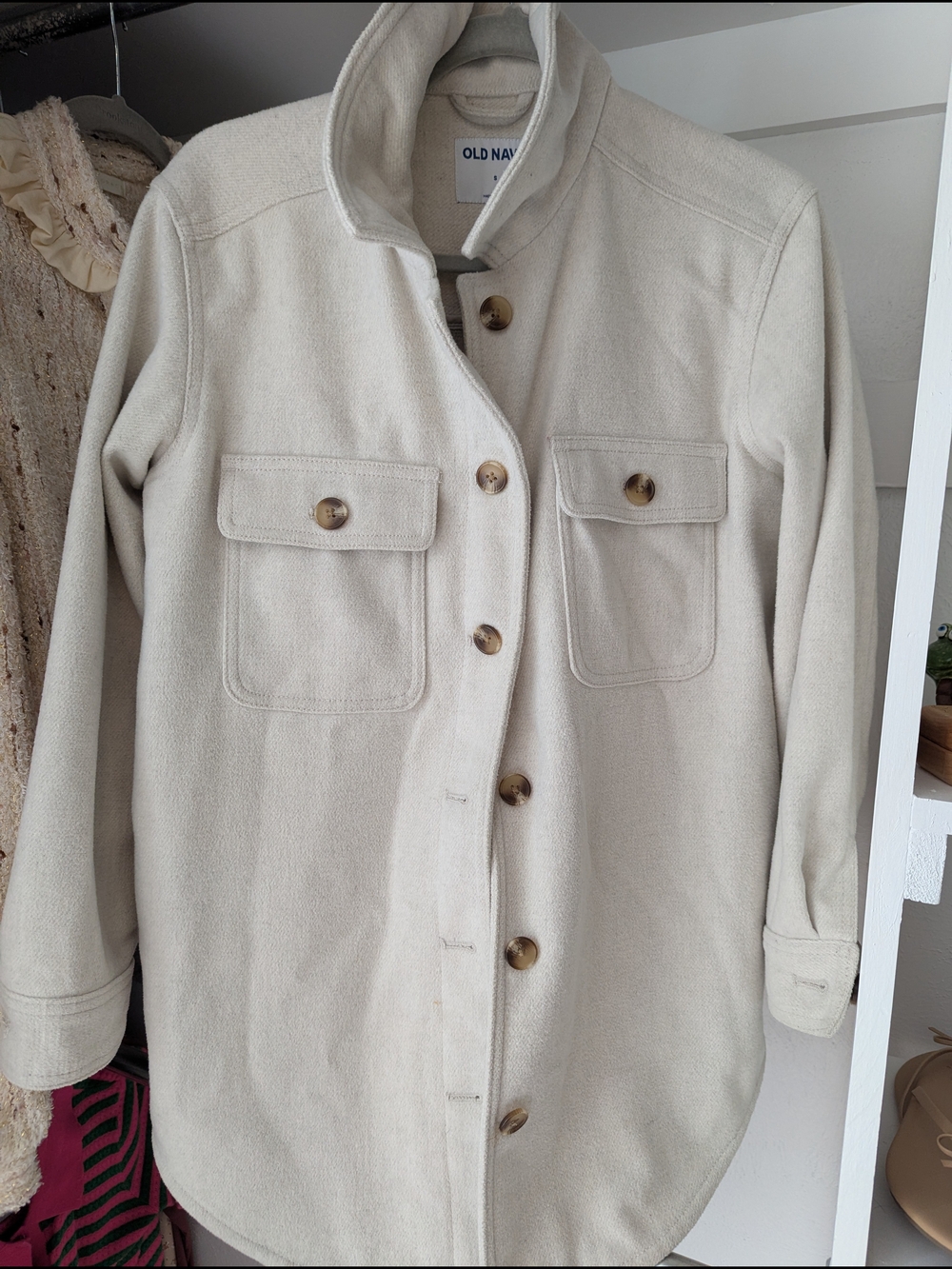 Old Navy Cream Button-Front Utility Shacket
